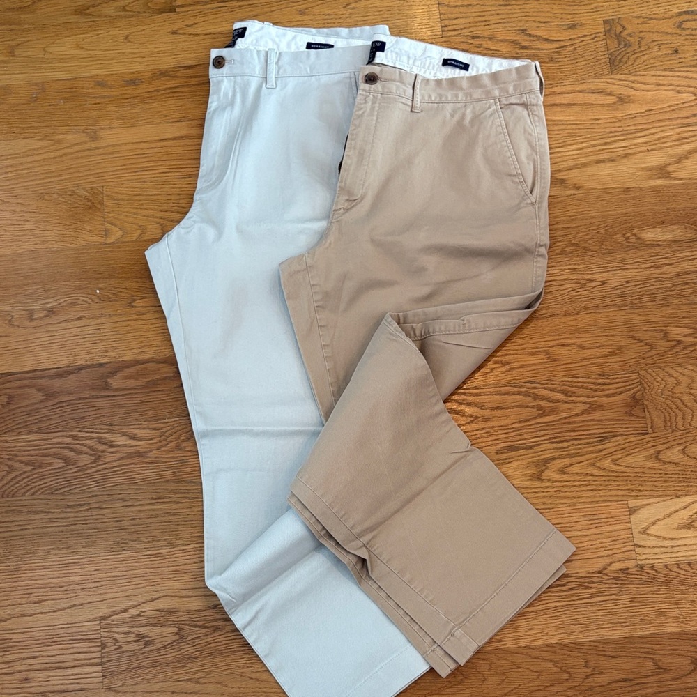 Men's J.Crew Flex Straight Chino Pants- Stone & Khaki